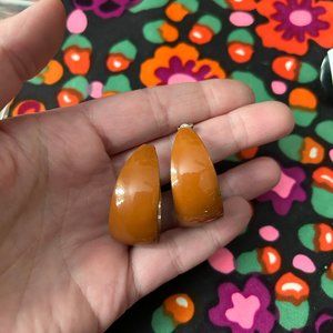 Vintage 1970 Brown Enamel Hoop Earrings